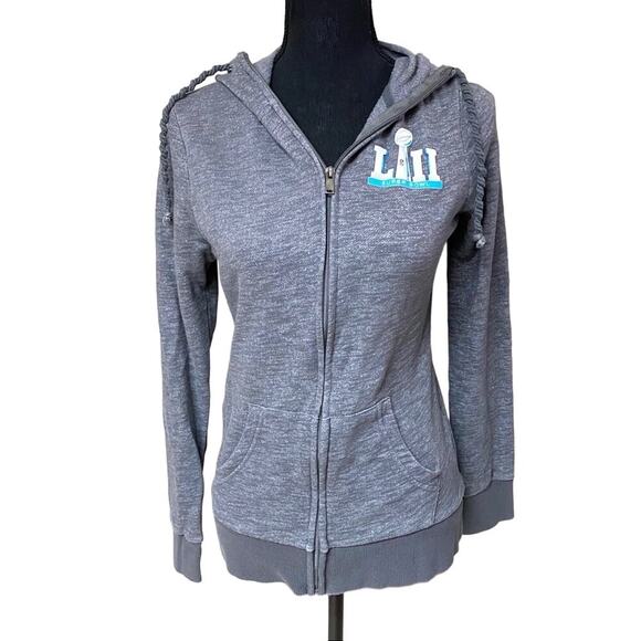 NFL Super Bowl Full Zip Hoodie Football Fan Sweatshirt Gray Women's S Small - Picture 1 of 7